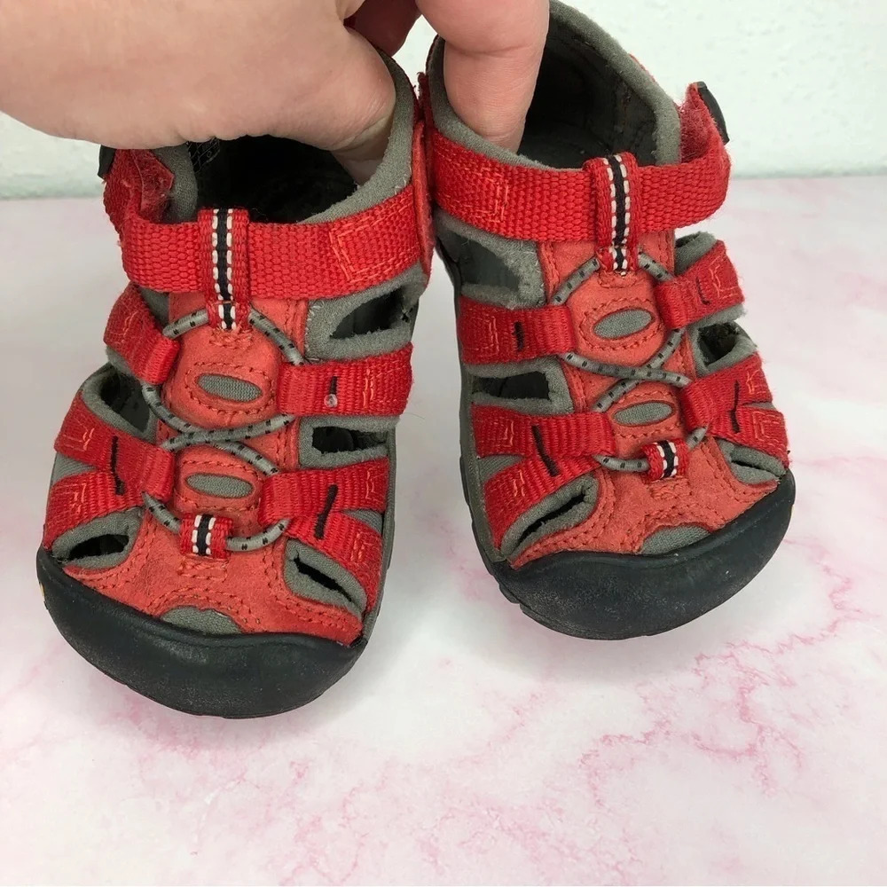 Keen hiking‎ sandals Seacamp red size 5 infant - Picture 3 of 11
